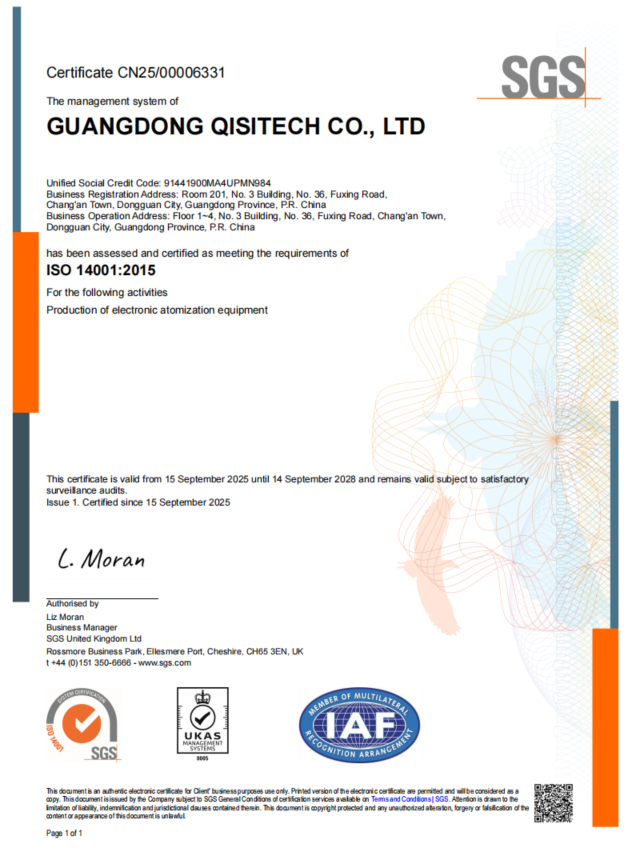 Guangdong Qisitech Achieves ISO14001 and ISO45001 Certifications, Advancing Green Manufacturing and W Guangdong Qisitech Achieves ISO14001 and ISO45001 Certifications, Advancing Green Manufacturing and W