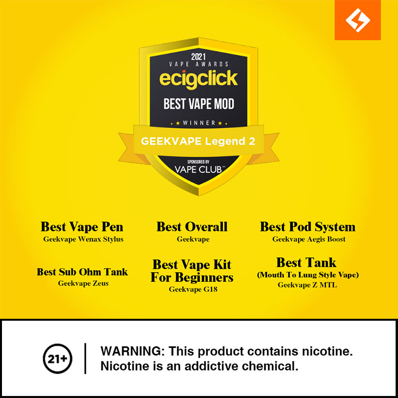 BEST in the Industry – Geekvape won 6 awards at Ecigclick Awards 2021! BEST in the Industry – Geekvape won 6 awards at Ecigclick Awards 2021!